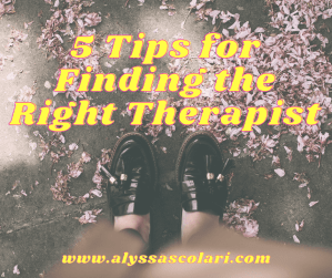 Graphic titled "5 Tips for Finding the Right Therapist"
